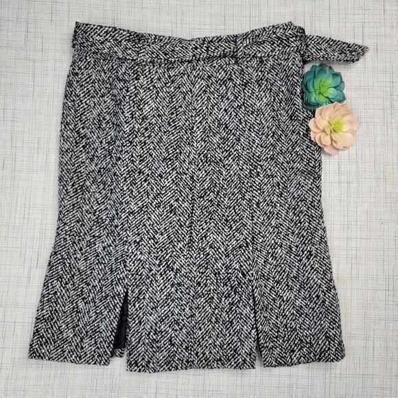 Cynthia Rowley Tweed Pencil Belted Slit Skirt 8 - Picture 1 of 6